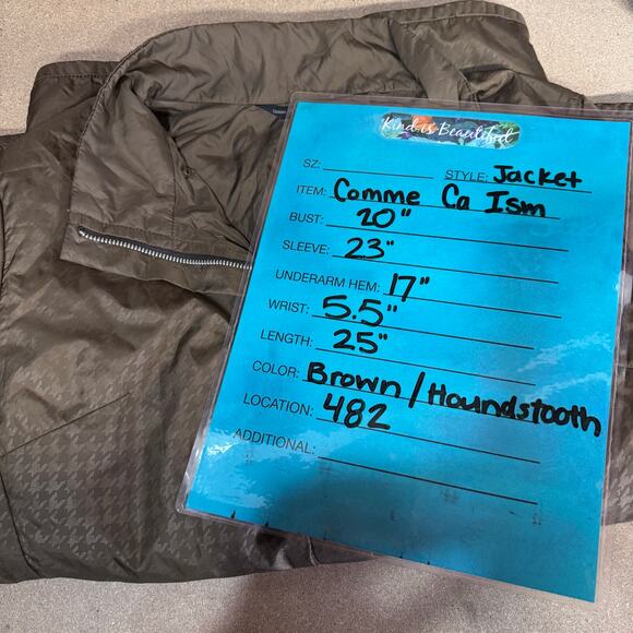 Comme Ca Ism Houndstooth Lightweight Jacket SZ OS Women's Brown Relax Classic - Picture 13 of 13